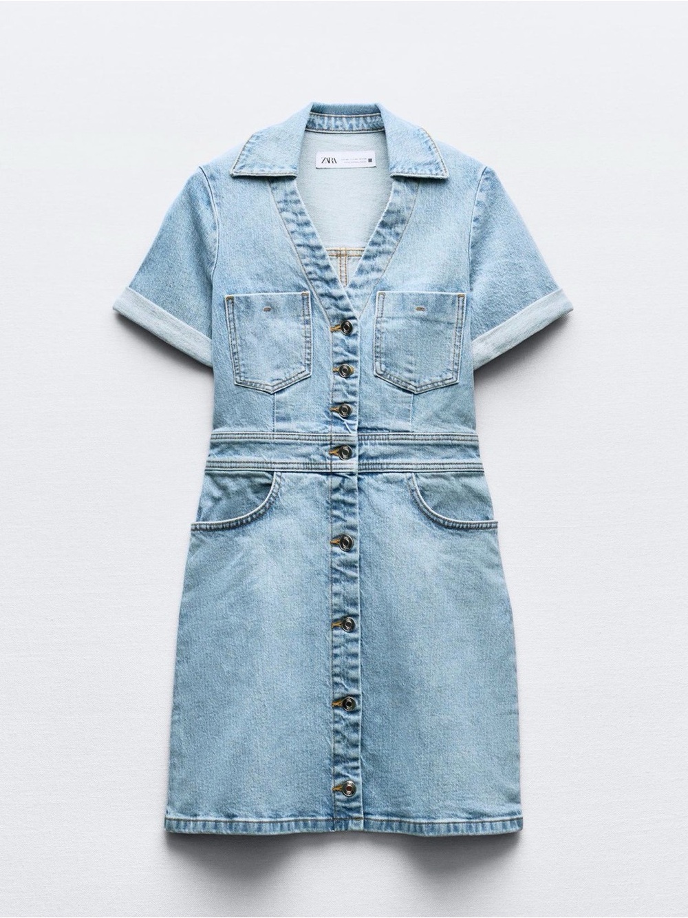 Zara Z1975 DENIM MINI DRESS Size XS